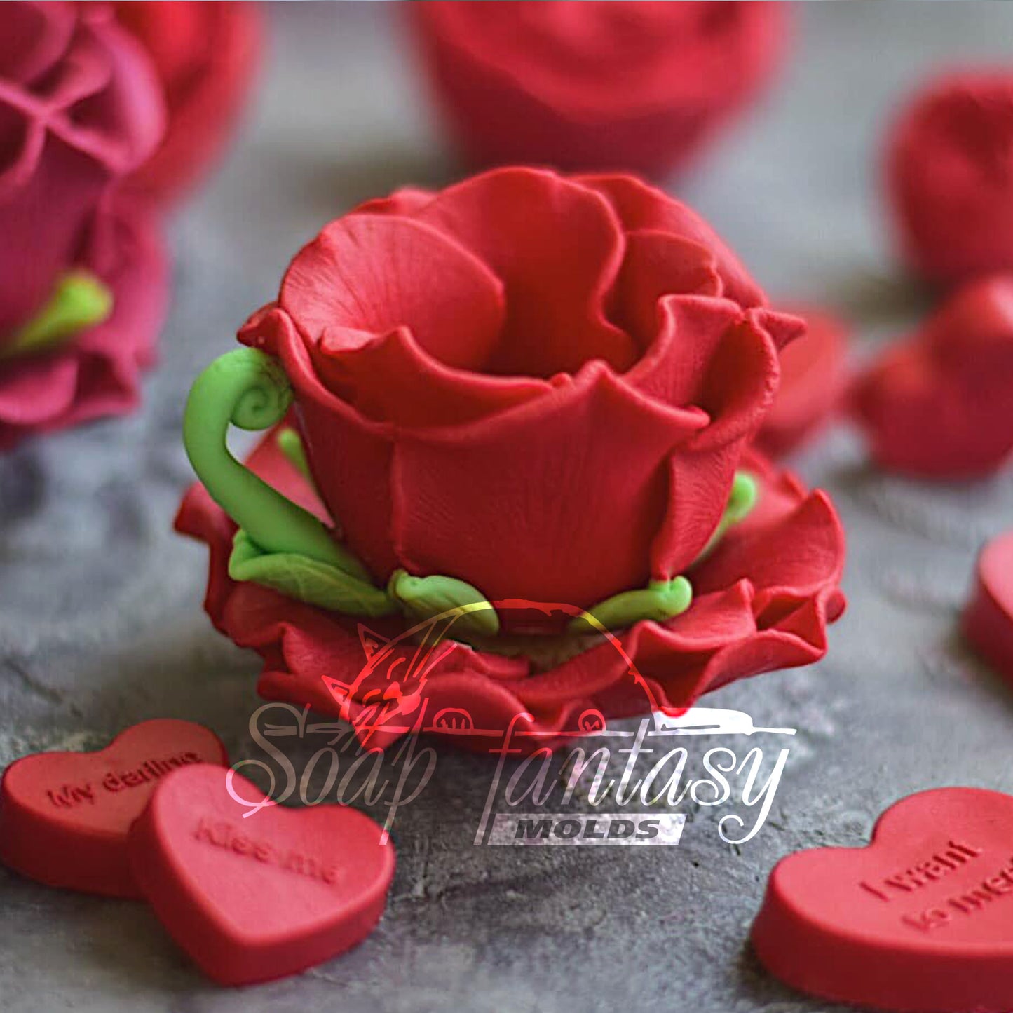 Rose cup and saucer silicone mold for soap making