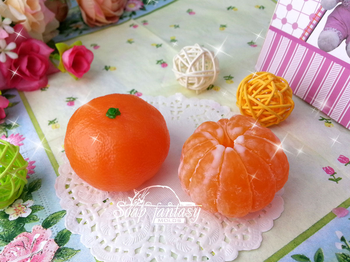 Tangerine (medium size) tangerine silicone mold for soap making