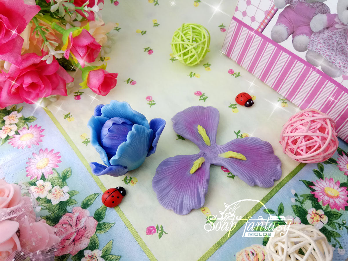 Tender irises flower silicone mold for soap making