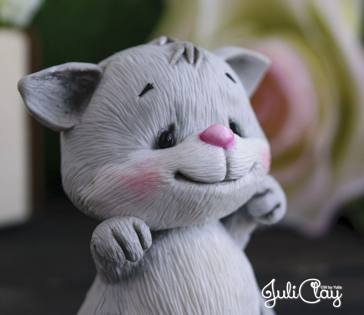 Pussy cat with a "For You" txt silicone mold for soap making