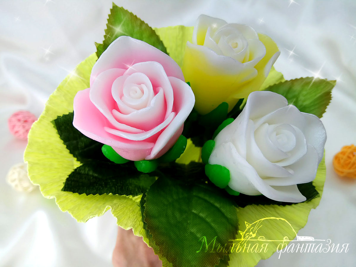 Rosebud (mini) with leaves silicone mold (mould) for soap making and candle making