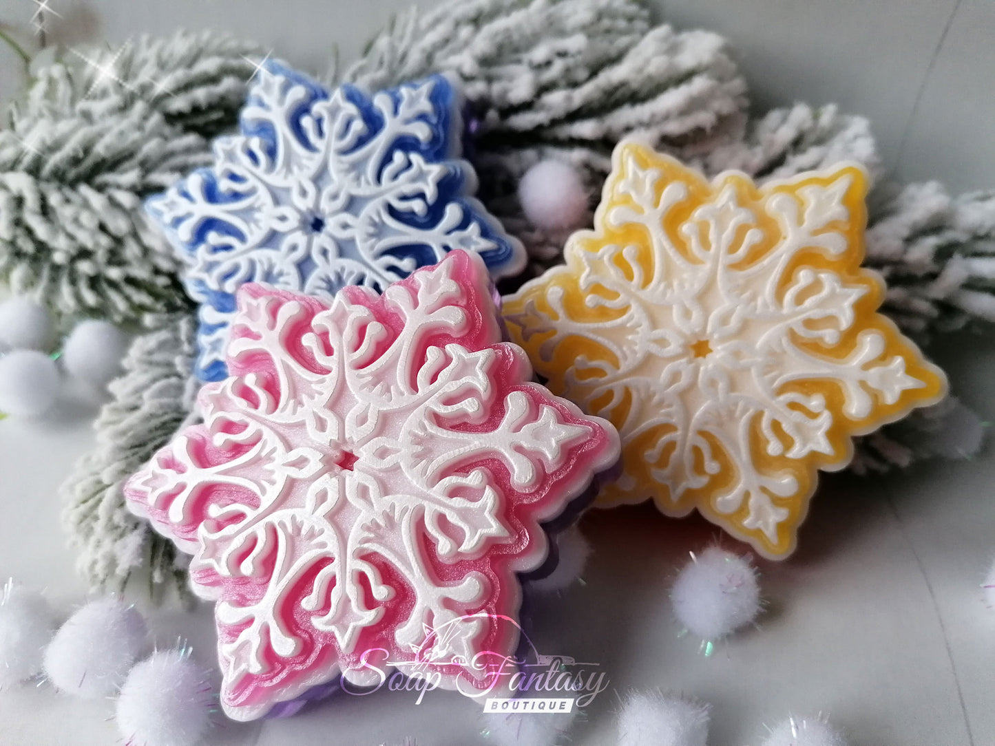 Delicate snowflake silicone mold for soap making