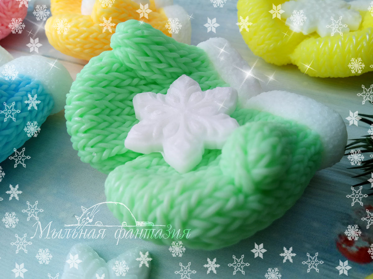 Knitted mittens silicone mold for soap making