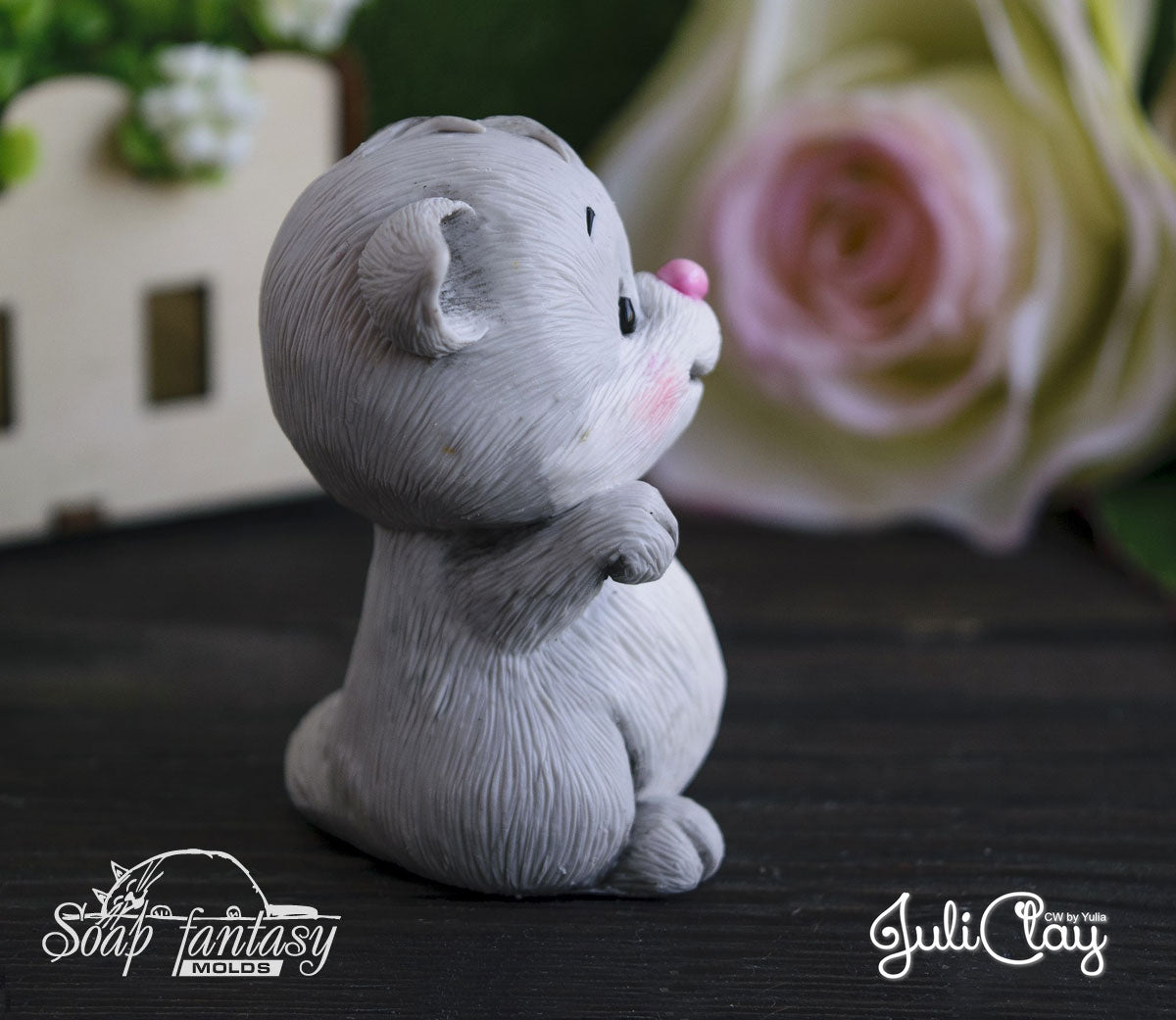 Pussy cat with a "For You" txt silicone mold for soap making