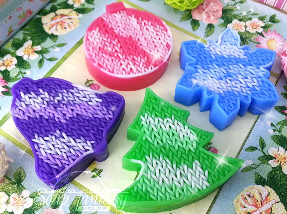 Knitted Christmas tree decorations silicone mold for soap making