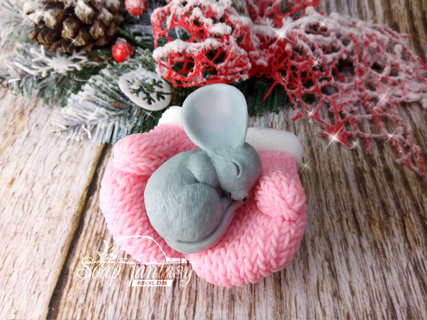 Sleeping little mouse silicone mold for soap making
