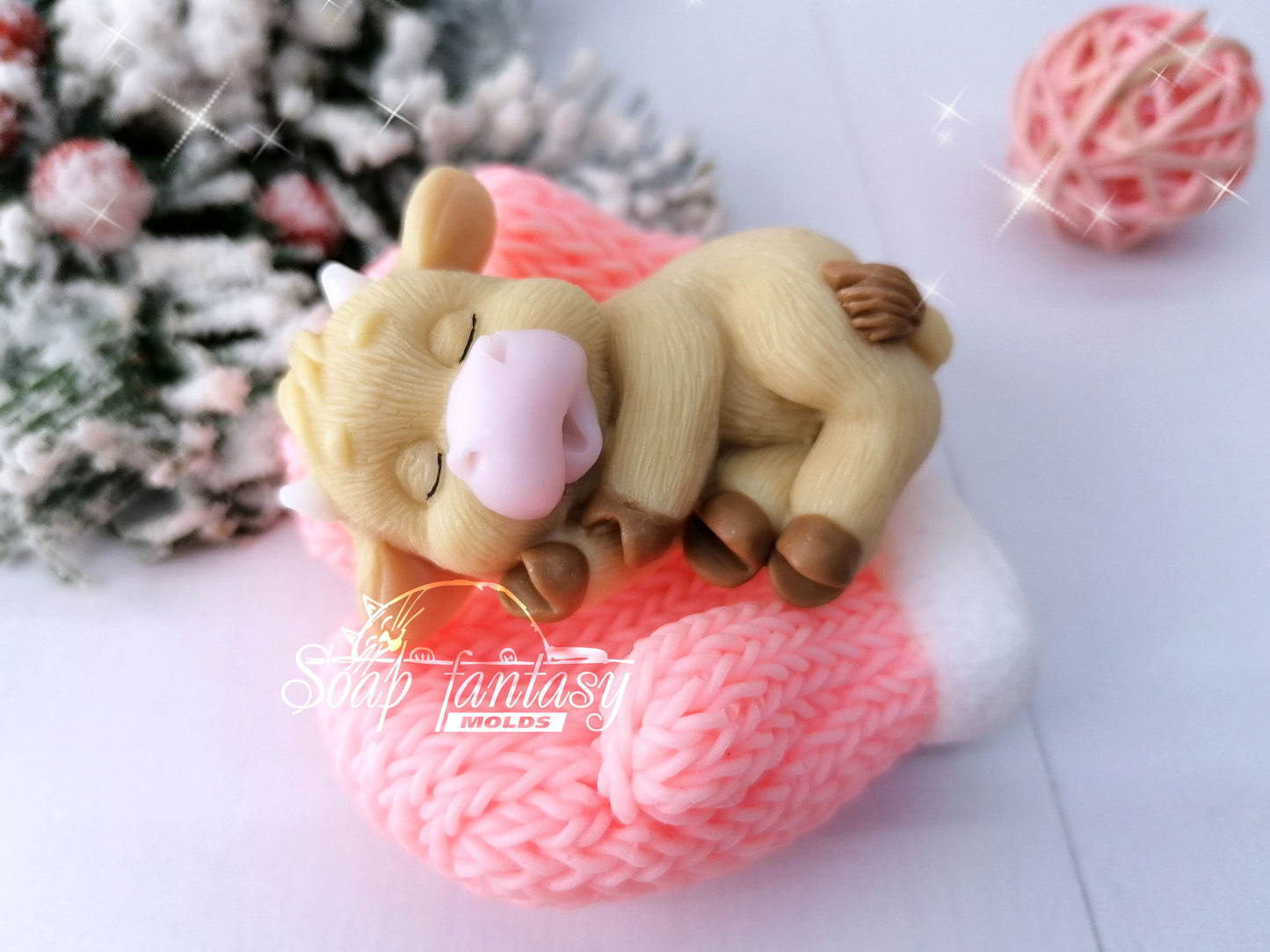 MooMoo slepping baby bulls silicone mold for soap making