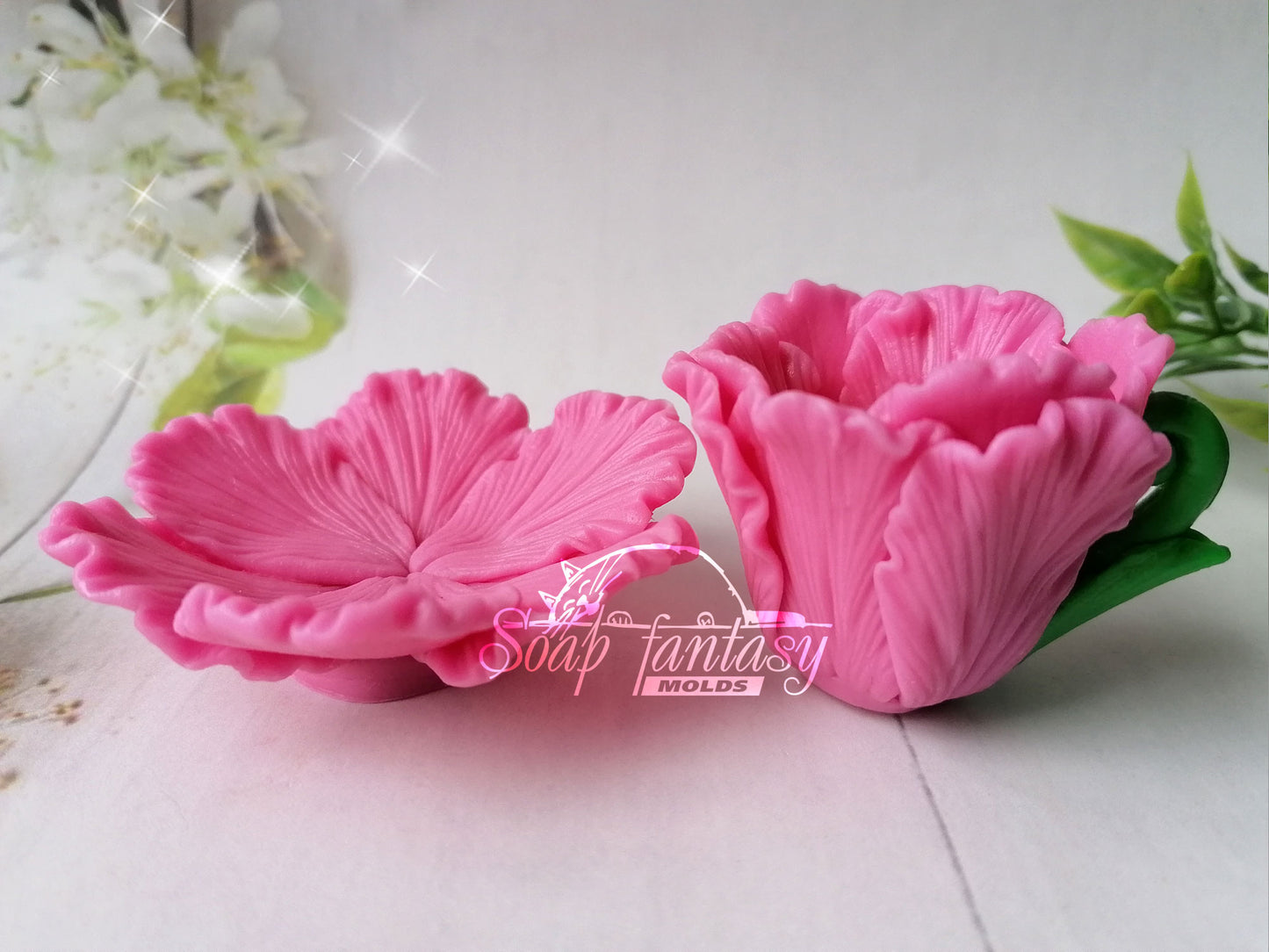Tulip mini cup and saucer silicone mold for soap making