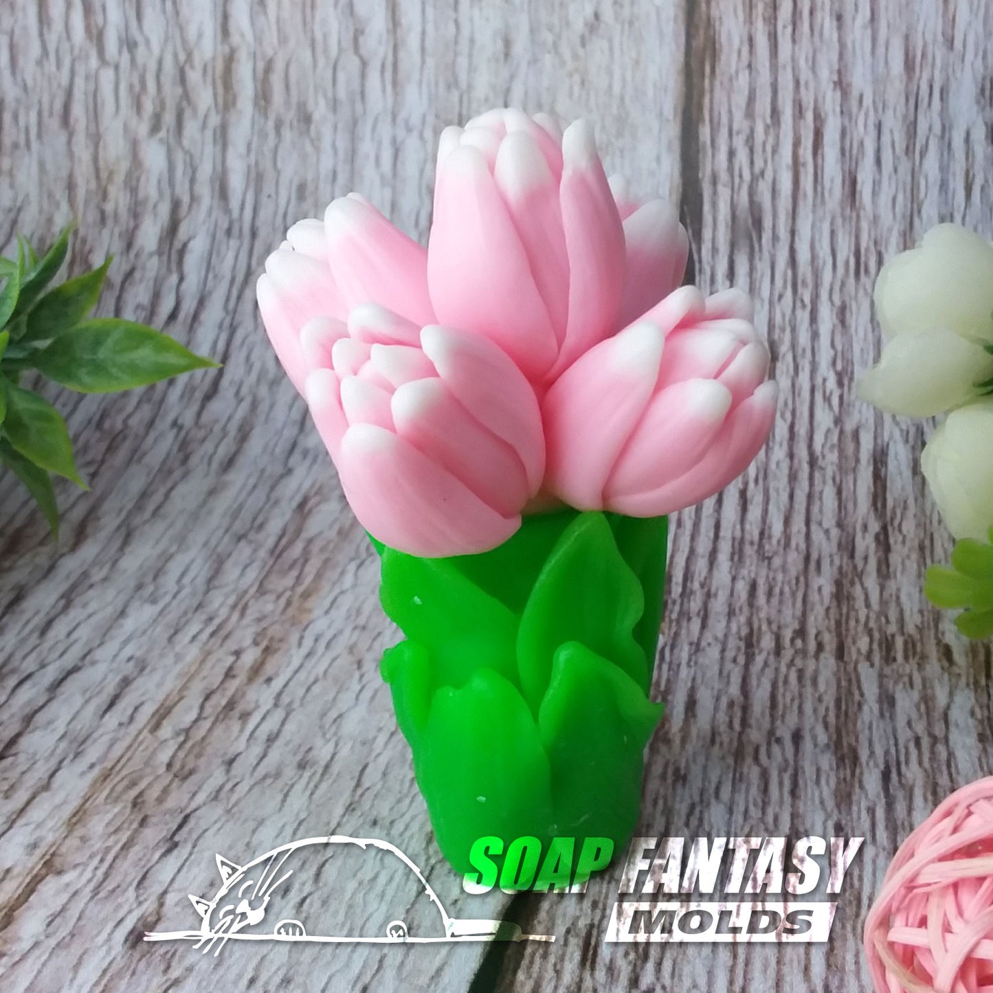 Bouquet of 5 Tulips silicone mold (mould) for soap making and candle making