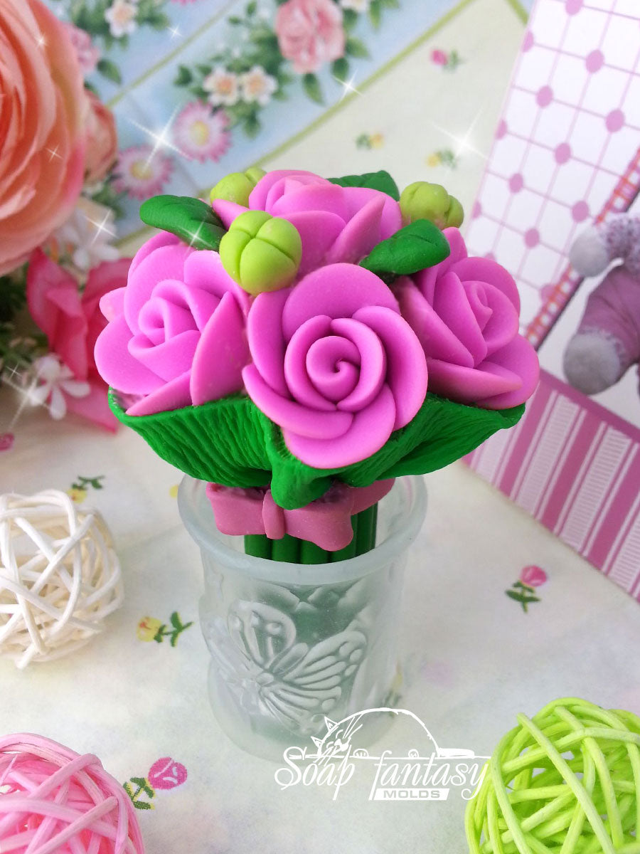 Roses bouquet silicone mold for soap making