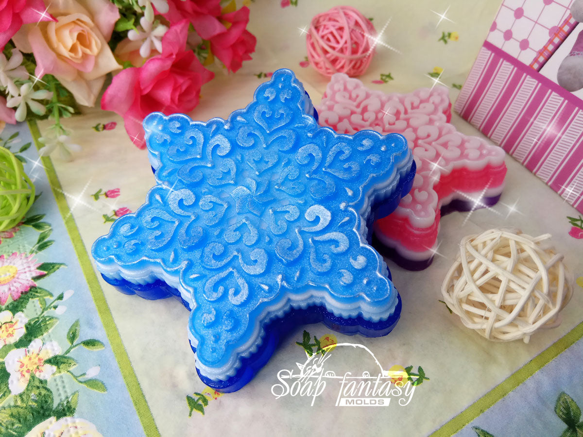 Frosty snowflake silicone mold for soap making