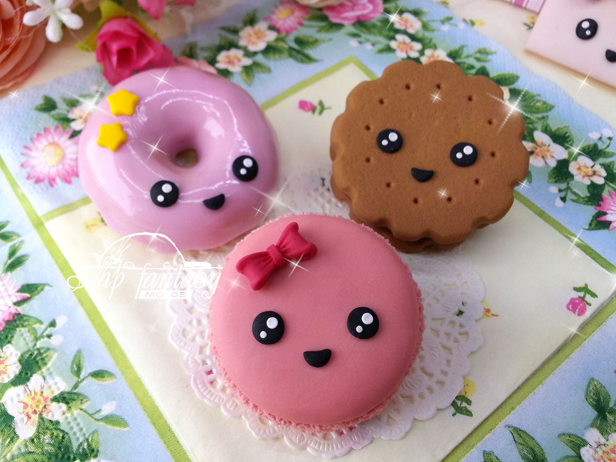 Smiling macaroon silicone mold for soap making