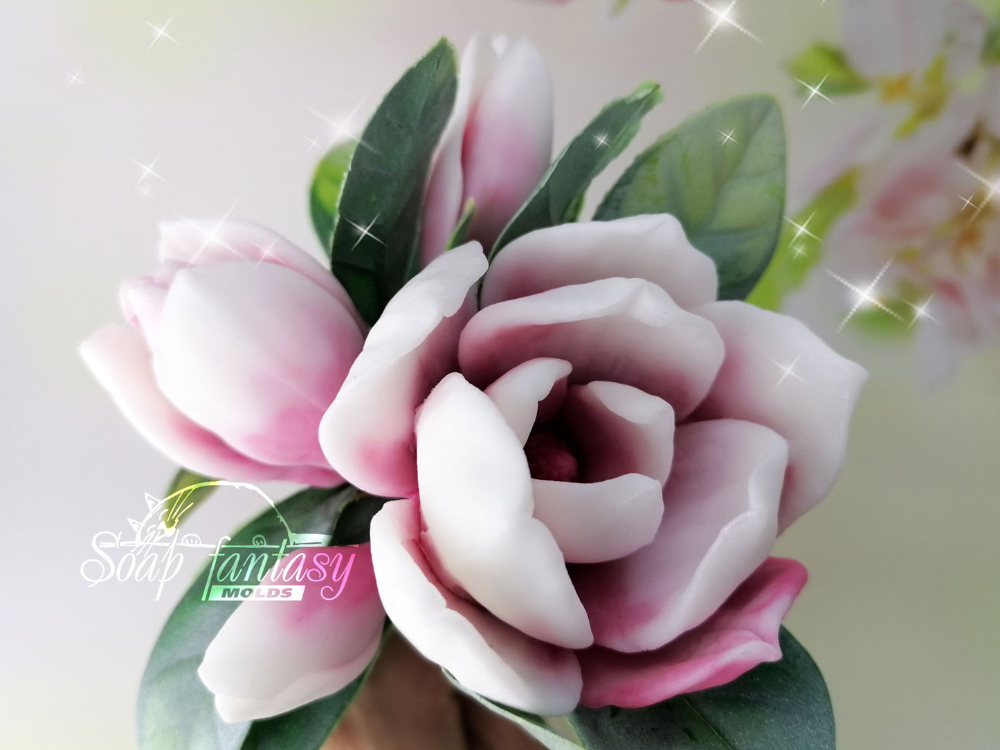 Magnolia soulangeana flower silicone mold for soap making