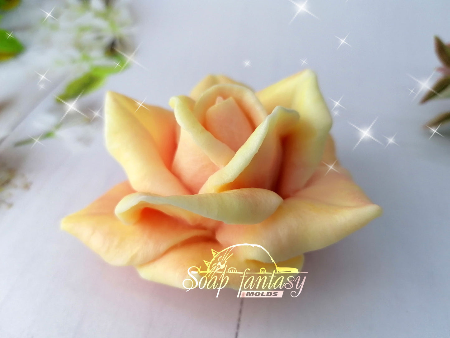 Big rose "Velvet night" flower silicone mold (mould) for soap making and candle making
