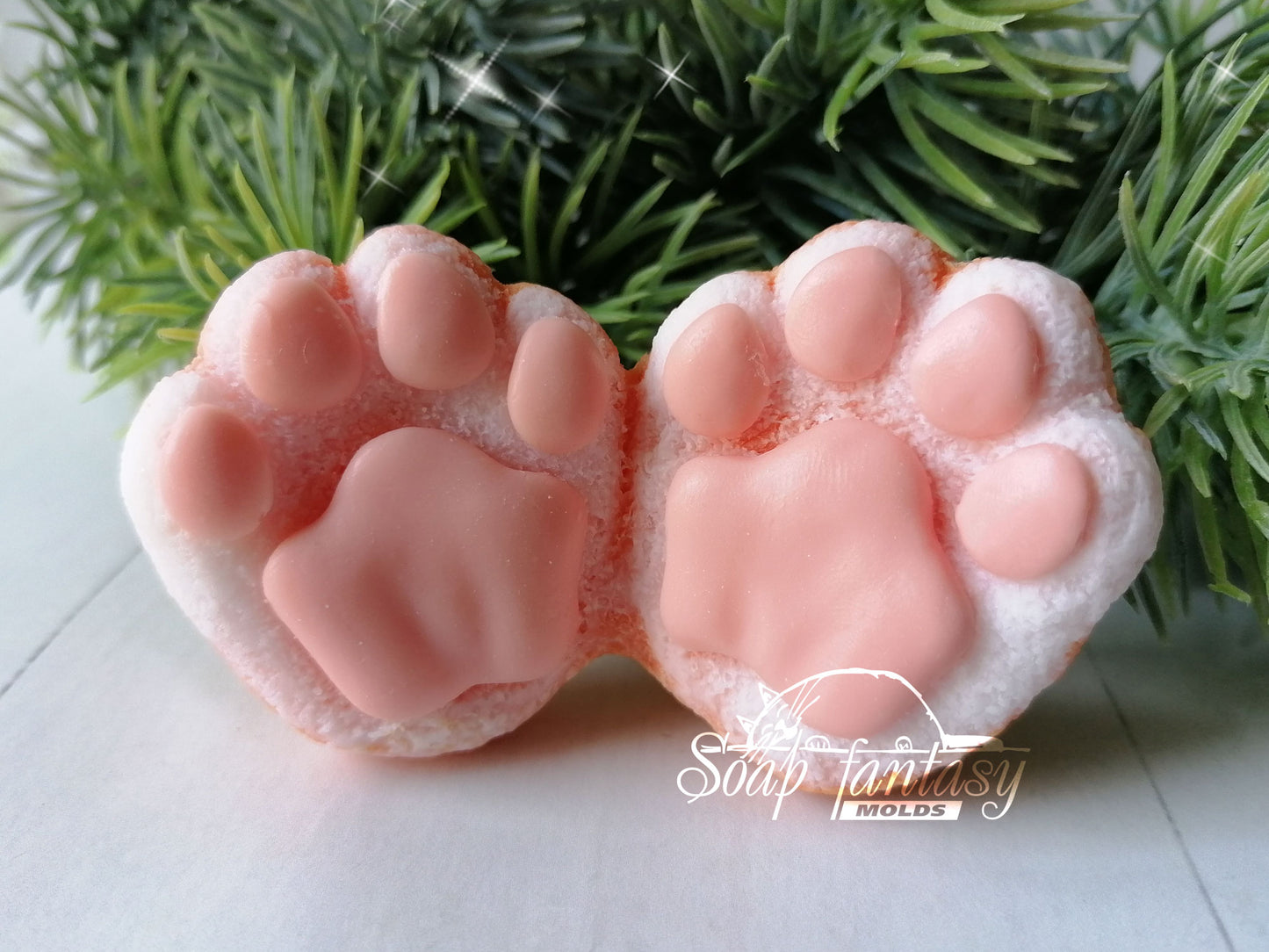 Fluffy tiger (cat) paws silicone mold for soap making