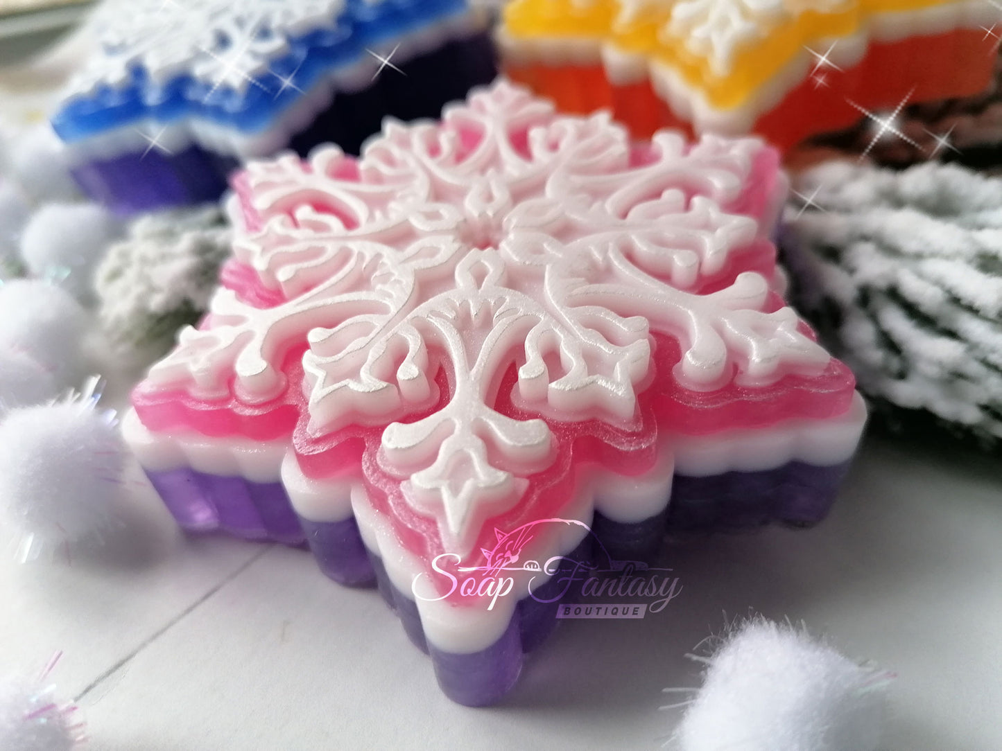 Delicate snowflake silicone mold for soap making