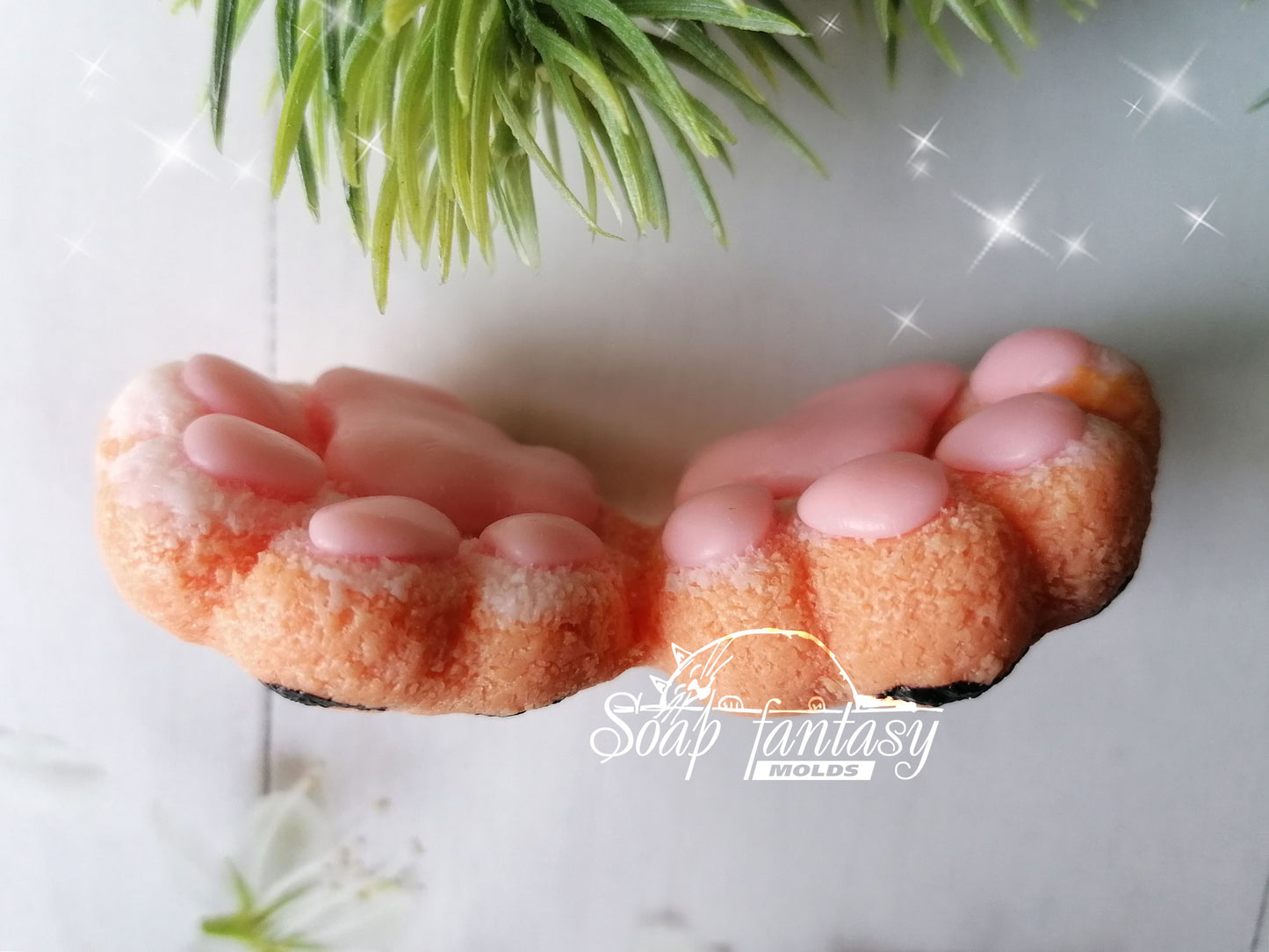Fluffy tiger (cat) paws silicone mold for soap making