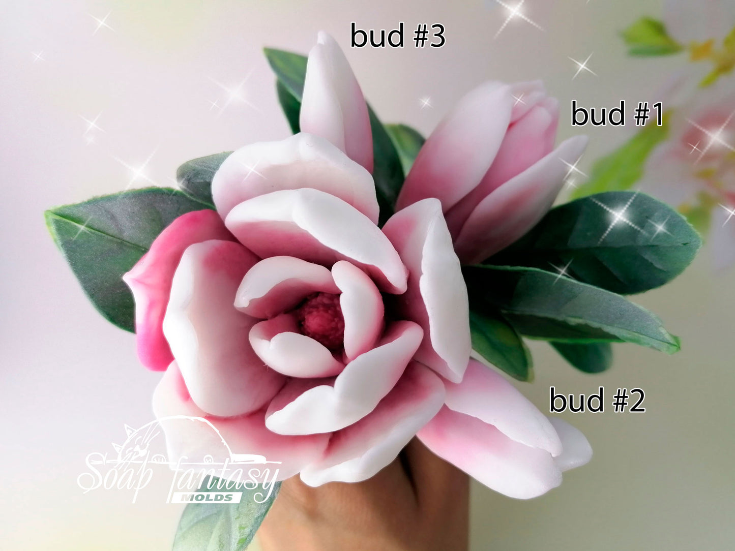 Magnolia soulangeana flower silicone mold for soap making