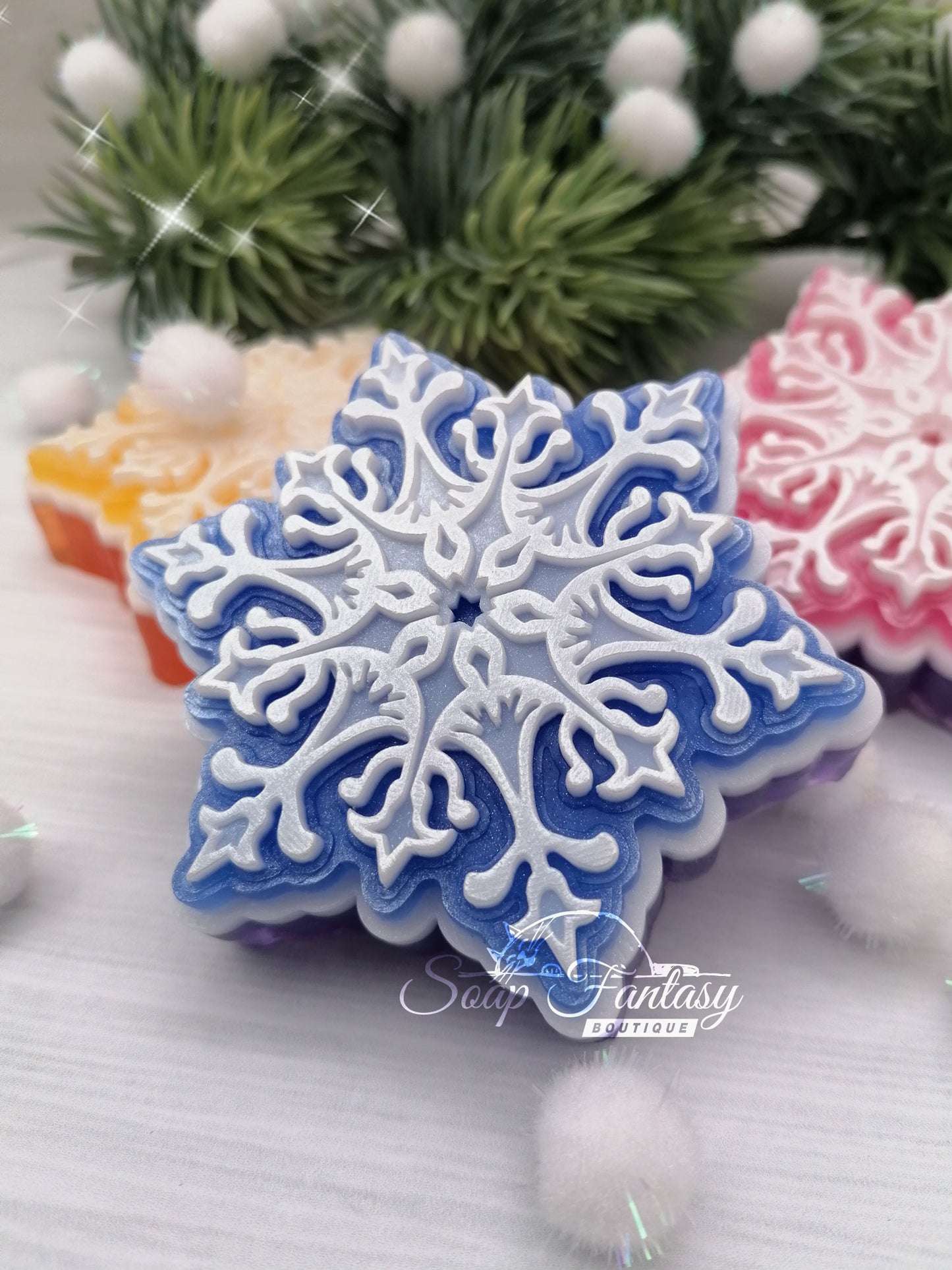 Delicate snowflake silicone mold for soap making