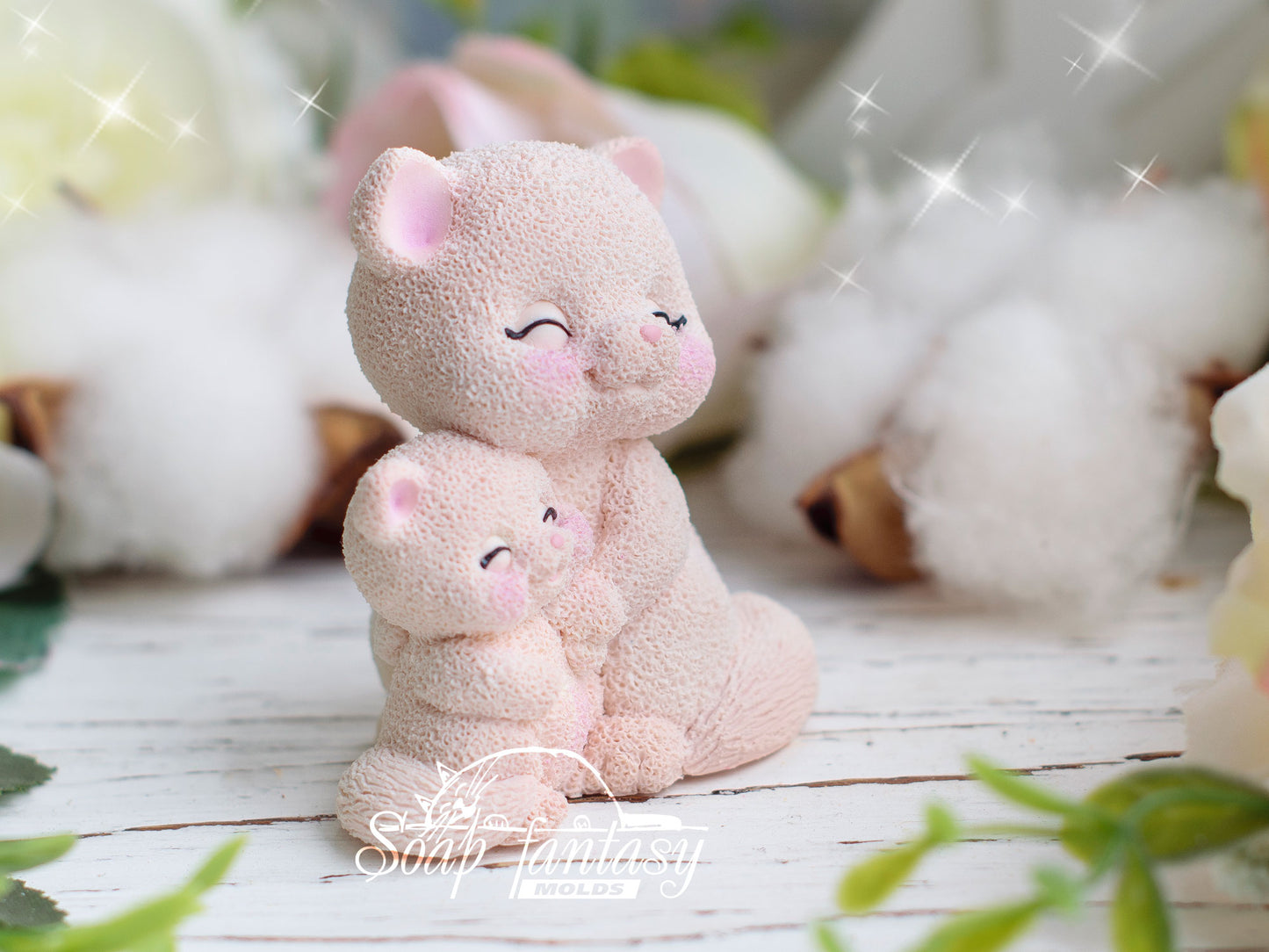 Mom Cat Loves Her Baby Kitten silicone mold for soap making