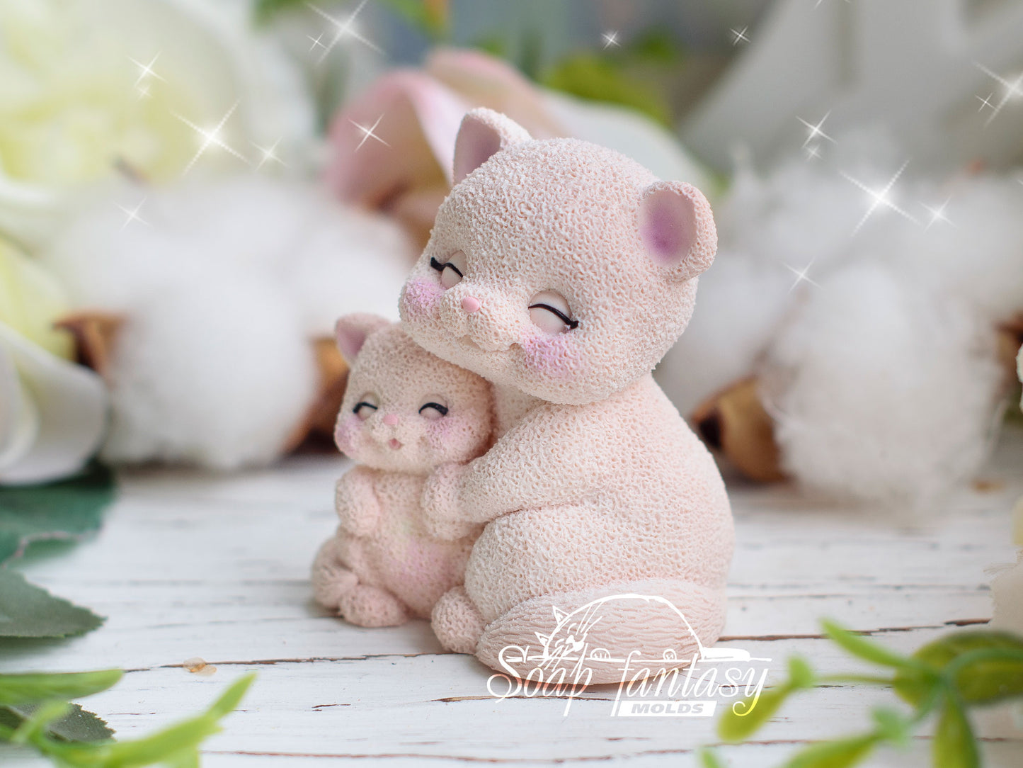 Mom Cat Loves Her Baby Kitten silicone mold for soap making