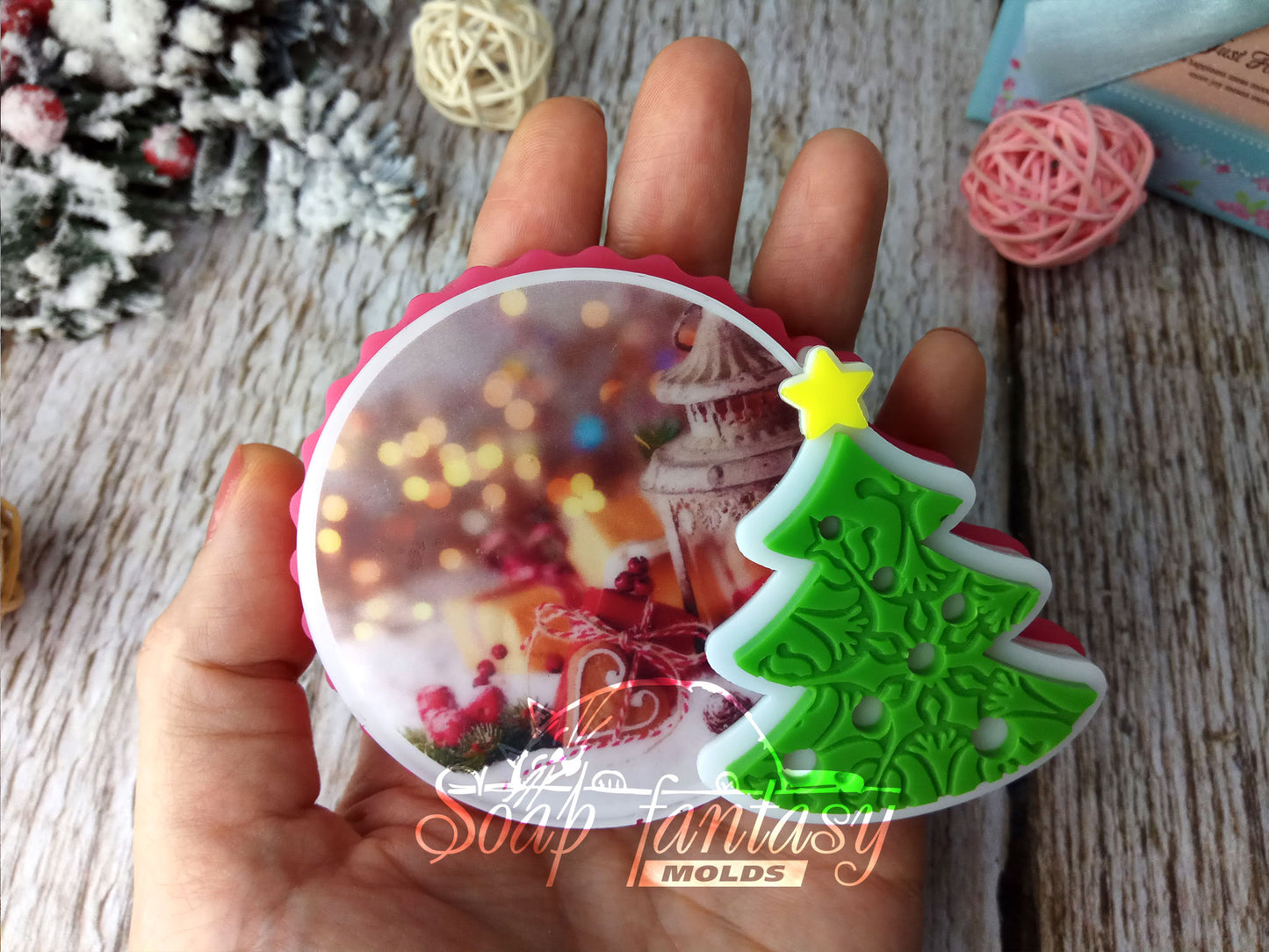 New Year spirit (model 3) silicone mold for making soap with a picture