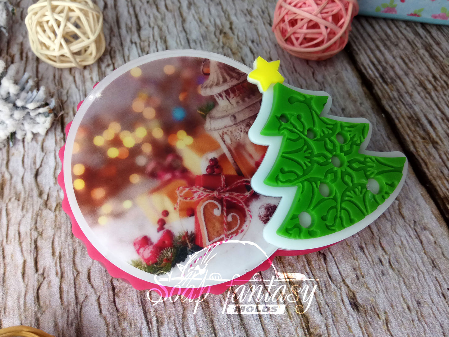 New Year spirit (model 3) silicone mold for making soap with a picture