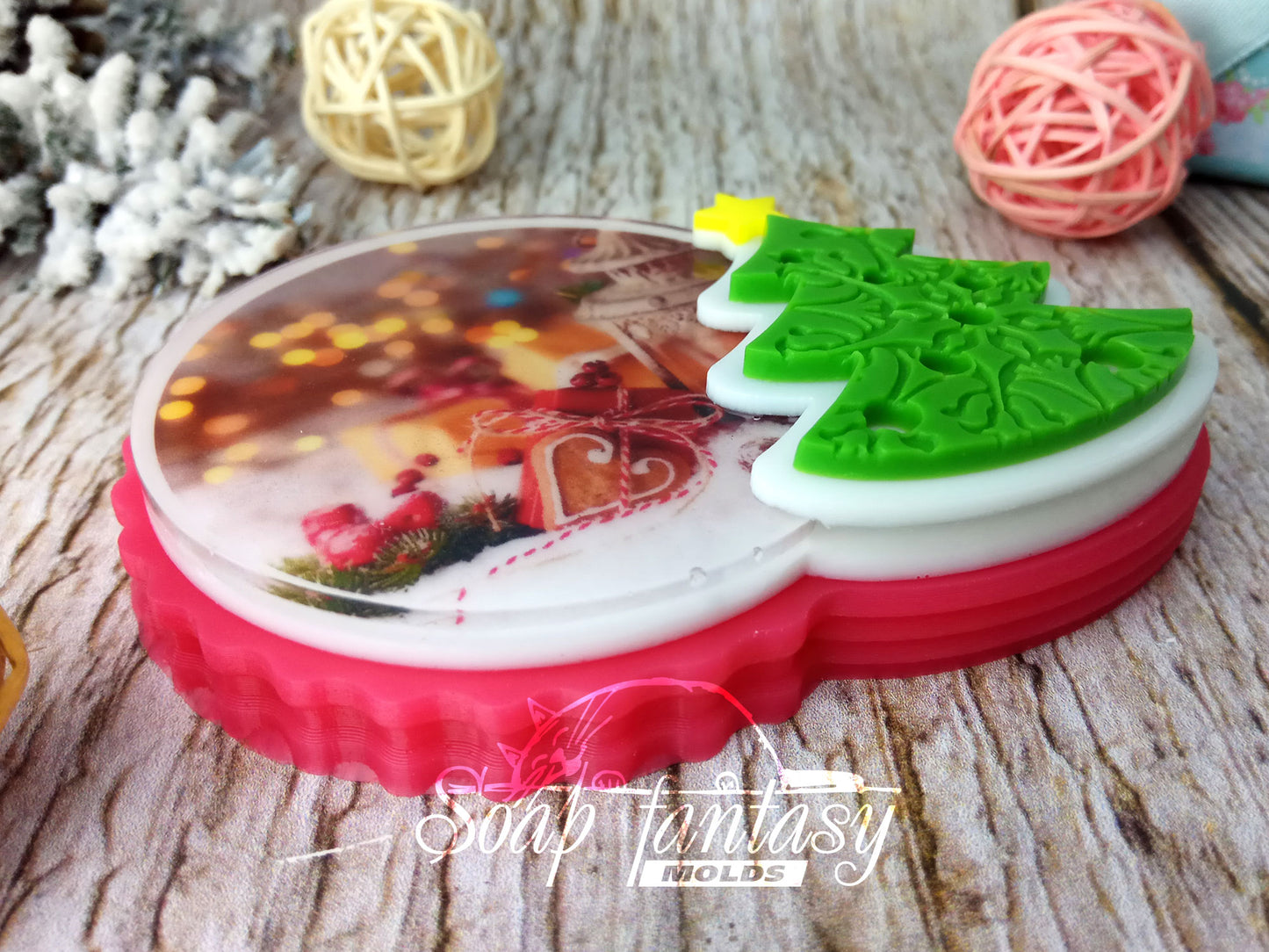 New Year spirit (model 3) silicone mold for making soap with a picture