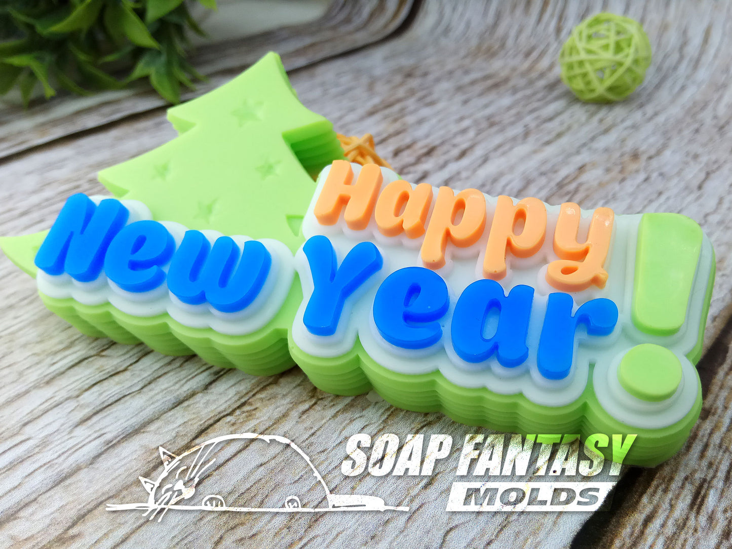 Happy New Year with a Christmas tree silicone mold for soap making