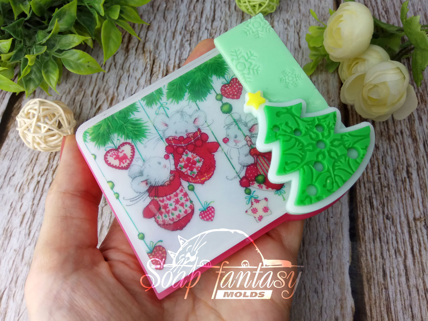 New Year spirit (model 4) silicone mold for making soap with a picture