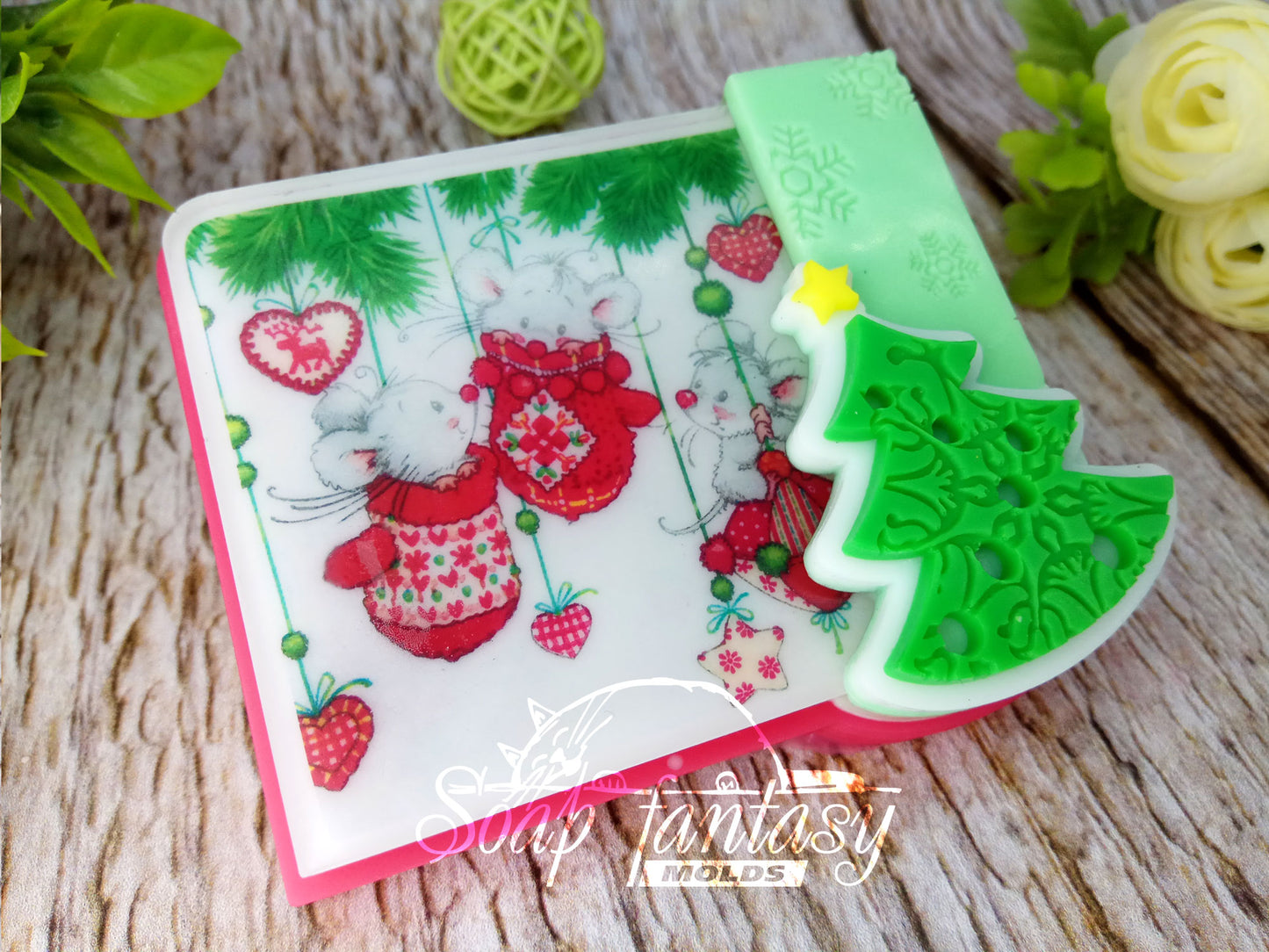 New Year spirit (model 4) silicone mold for making soap with a picture