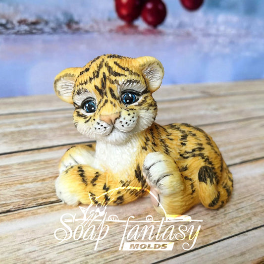So cute sitting tiger baby cub Silicone Soap Mold - for soap making, Craft & Hobby