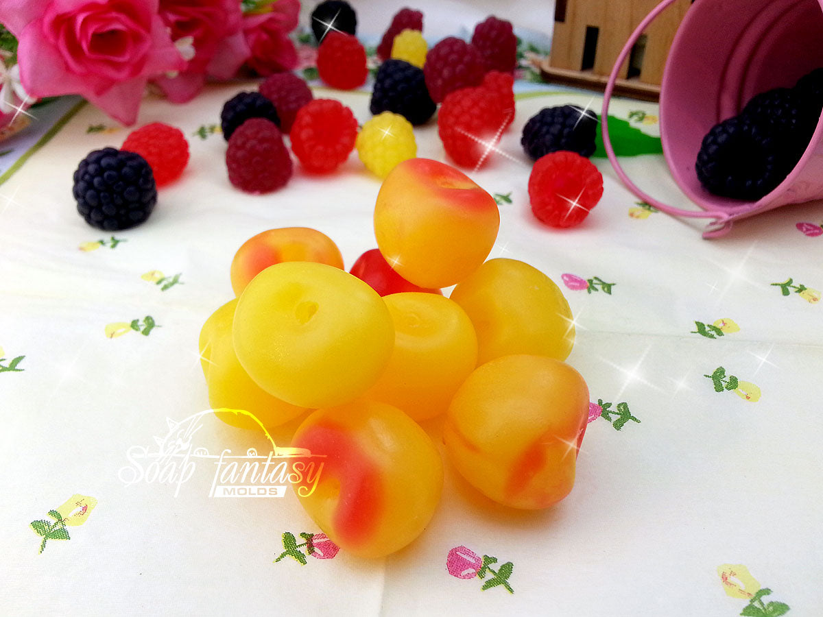 Big custom set of berries silicone mold (mould) for soap making and candle making