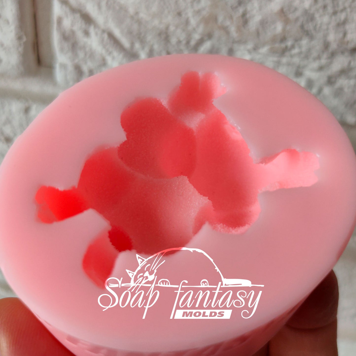 Little bunny on the silicone mold for soap making