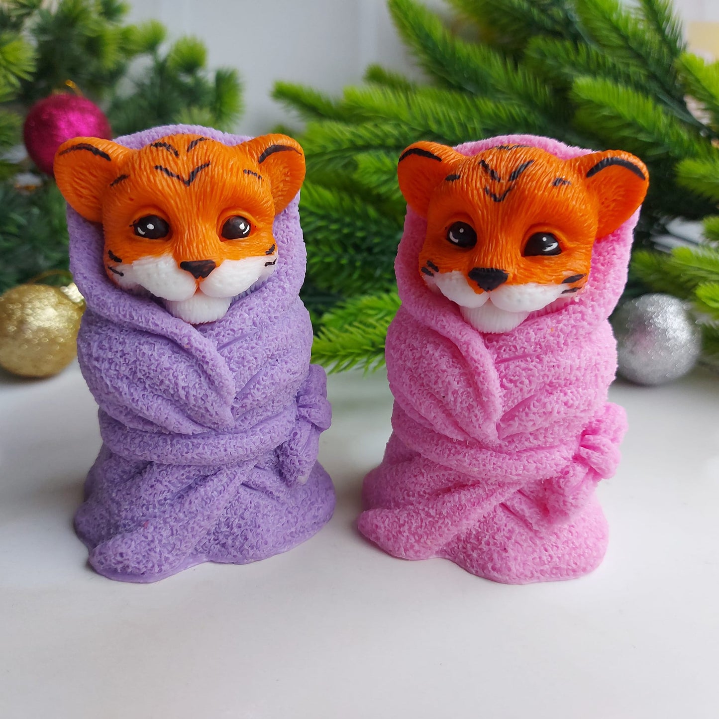 Tiger Cub in a towel silicone mold for soap making