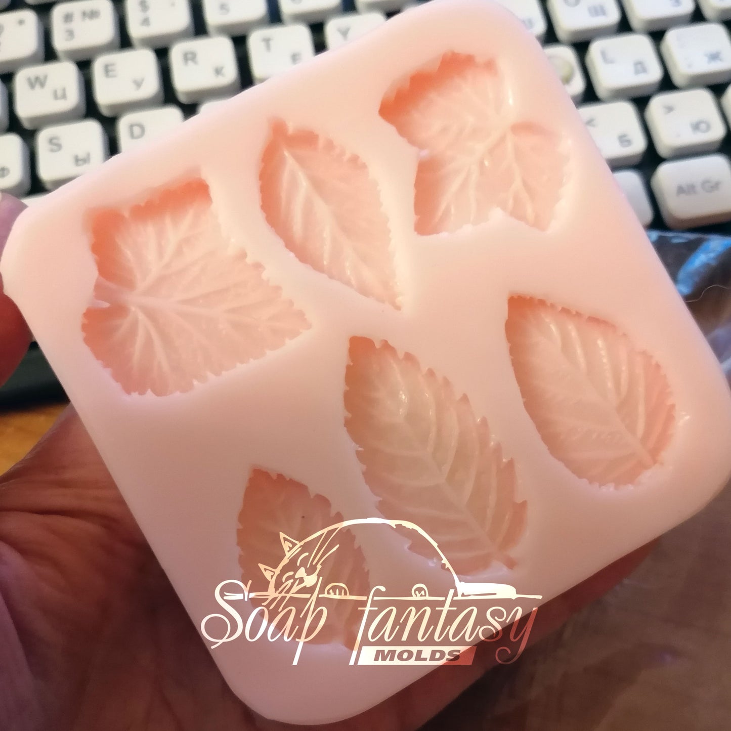Flat 2D leafs custom set (6 pieces) silicone mold for soap making