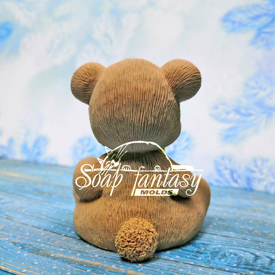 Teddy bear with a bow silicone mold for soap making
