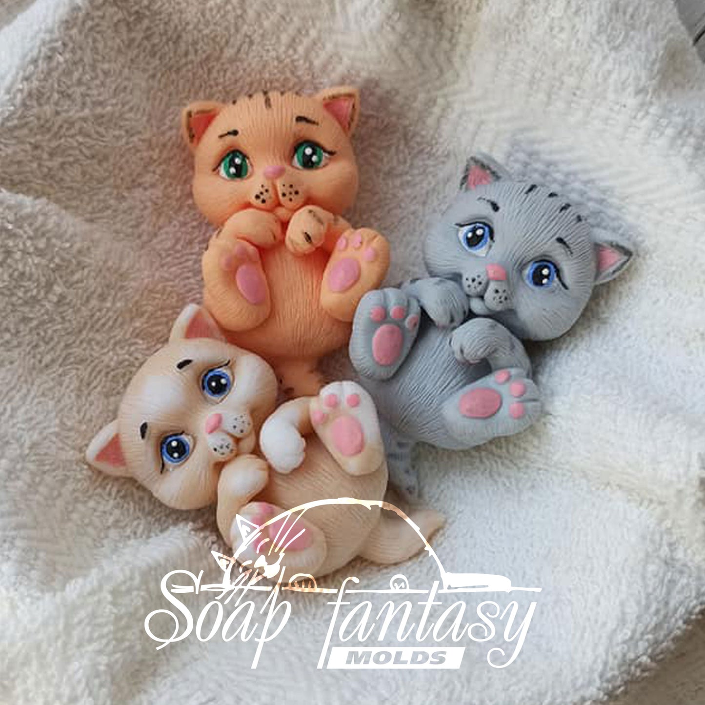 Baby kitten on the back silicone mold for soap making
