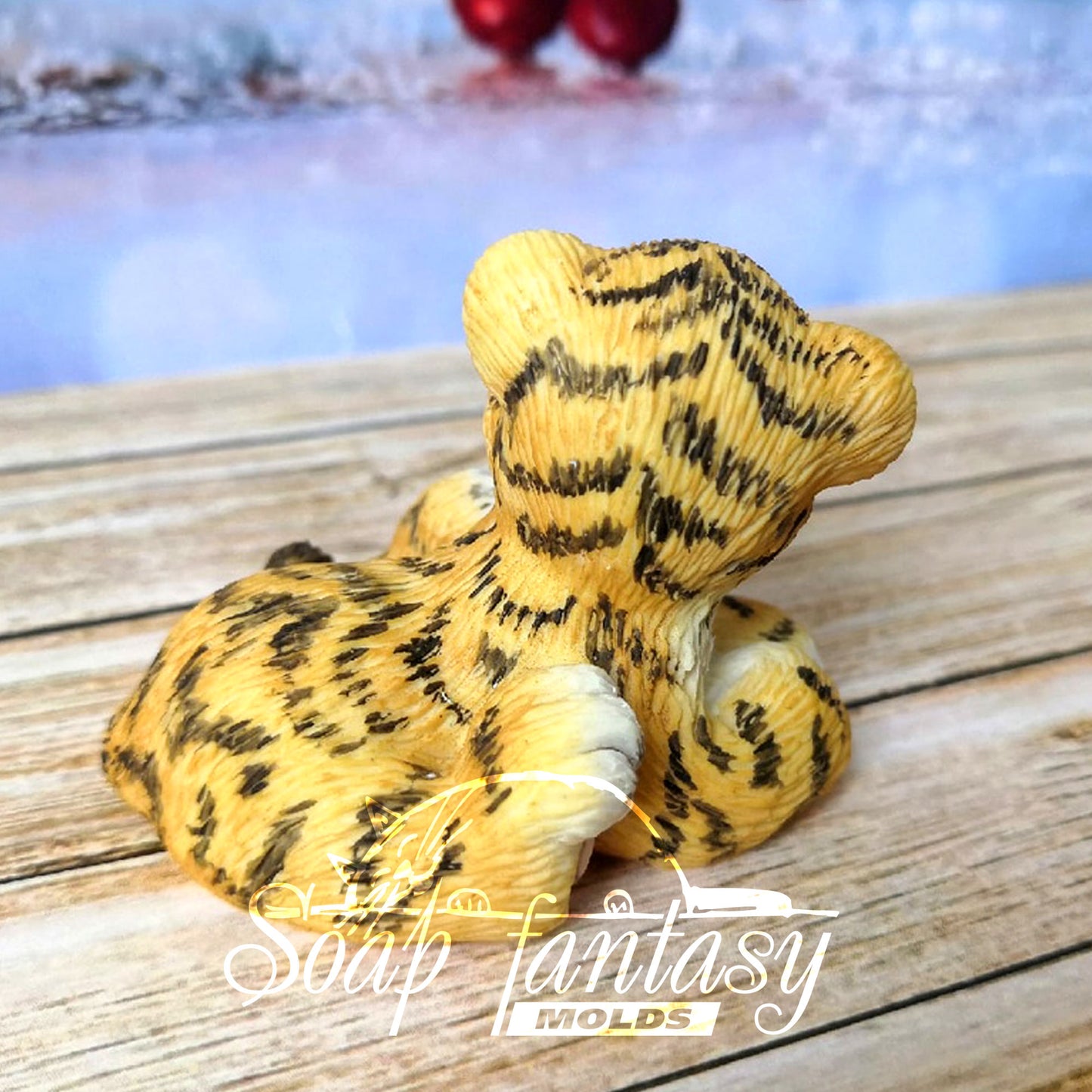 So cute sitting tiger baby cub silicone mold for soap making