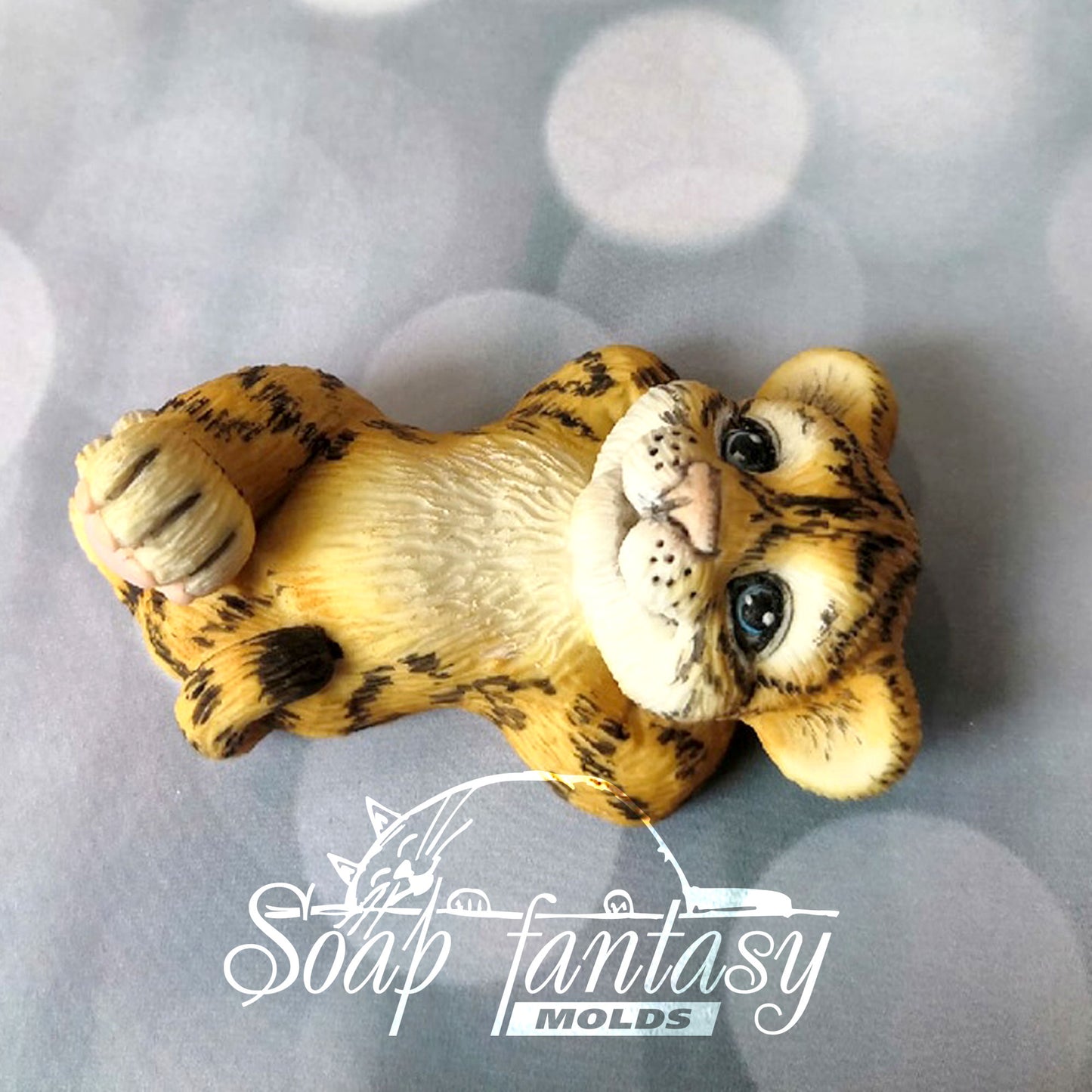 So cute resting tiger baby cub silicone mold for soap making