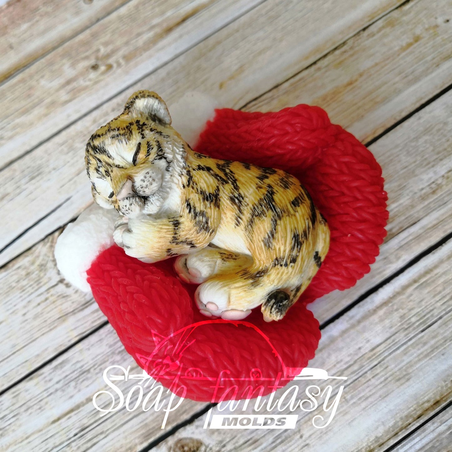So cute sleeping tiger baby cub silicone mold for soap making