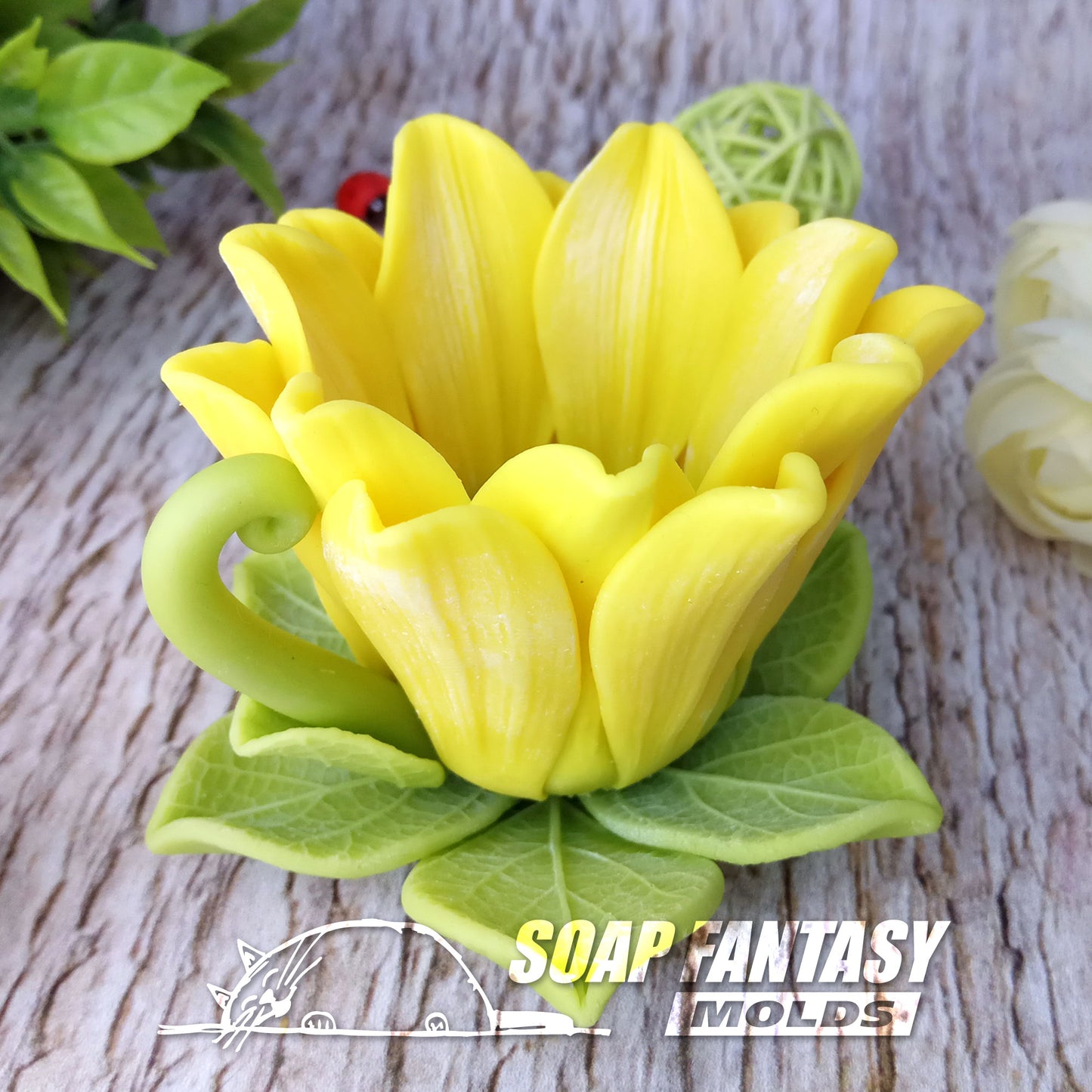 Sunflower cup and saucer silicone mold for soap making