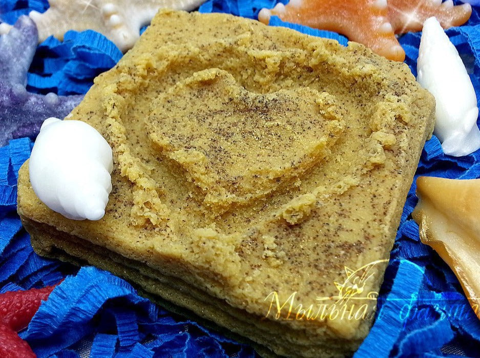 Sand (or snow) soap with a heart silicone mold for soap making