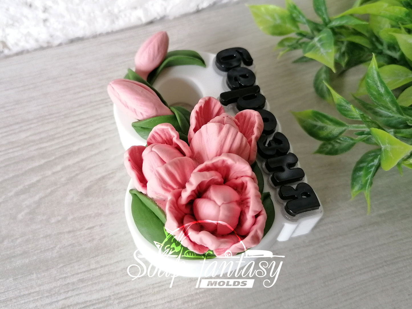 «8 березня» with a tulip silicone mold for soap making