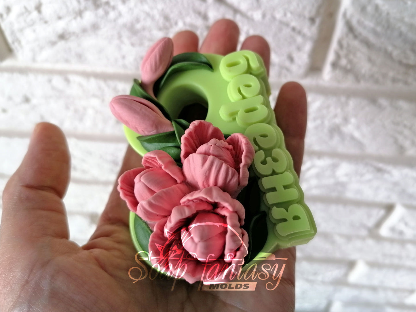 «8 березня» with a tulip silicone mold for soap making