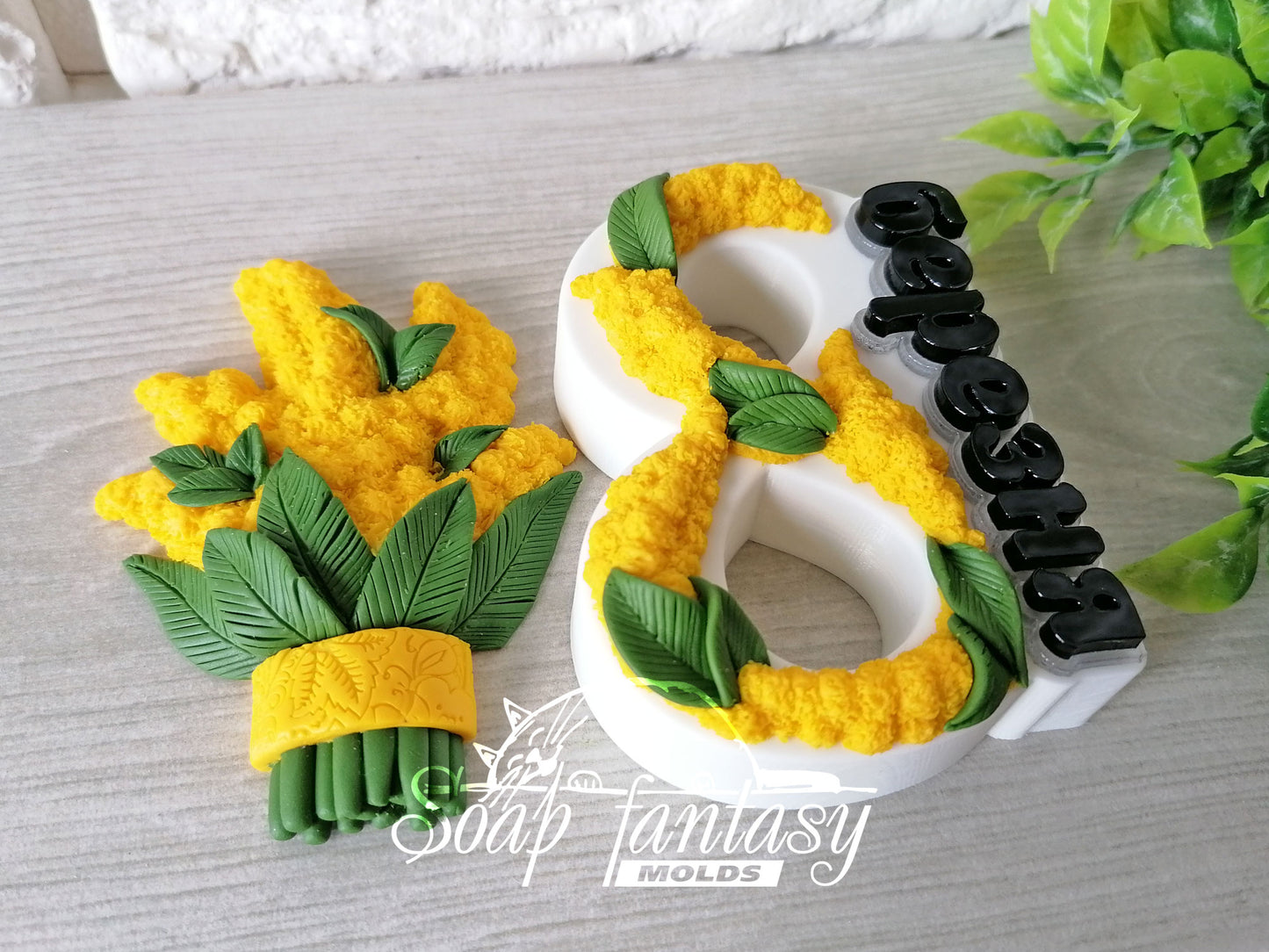 «8 березня» with a mimosa Silicone Soap Mold - for soap making, Craft & Hobby