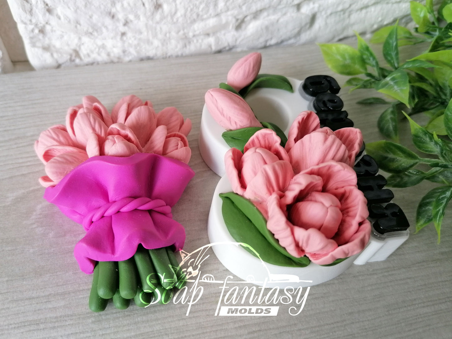 «8 березня» with a tulip silicone mold for soap making