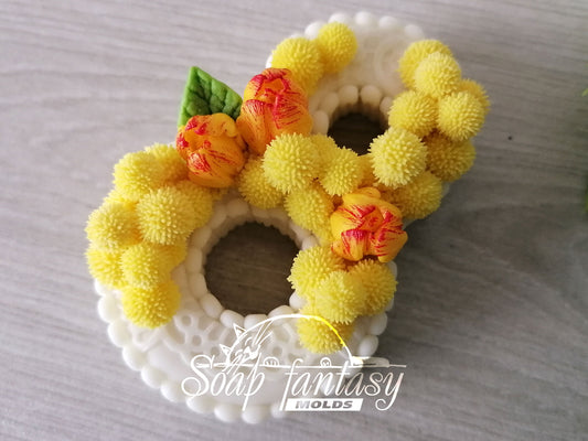 8 with mimosa & tulips silicone mold (mould) for soap making and candle making