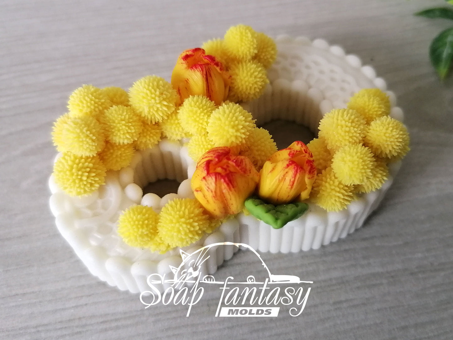 8 with mimosa & tulips silicone mold (mould) for soap making and candle making