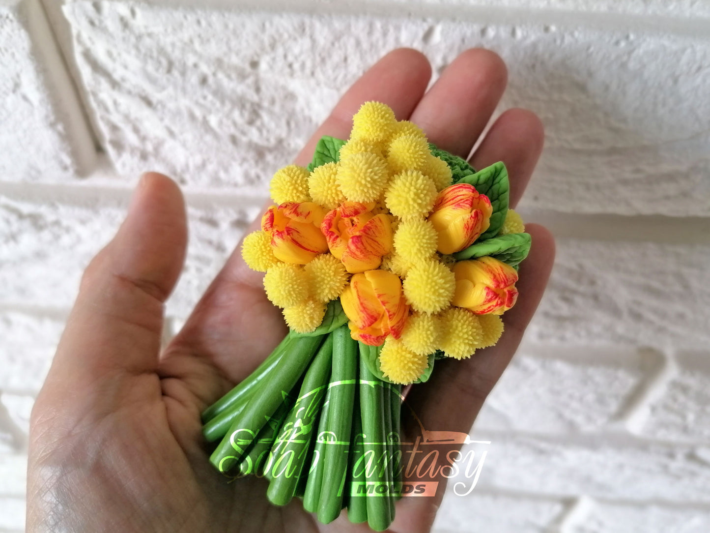 Mimosa & tulips bouquet silicone mold for soap making